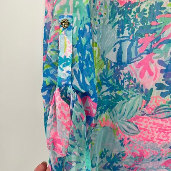 NEW Lilly Pulitzer Fished My Wish Natalie Maxi Coverup Dress colorful Size large - Picture 4 of 11